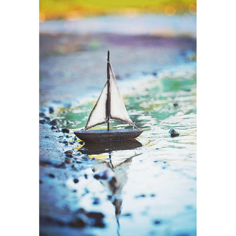 Shores Away Black Modern Wood Framed Art Print with Double Matting by Poynter, Kelly