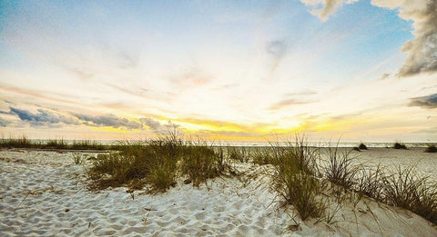 Sunset Beach White Modern Wood Framed Art Print with Double Matting by Bill Carson Photography