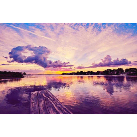 Sunset Dock Black Modern Wood Framed Art Print by Bill Carson Photography