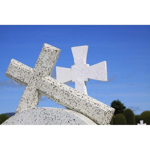 Crosses By The Sea Gold Ornate Wood Framed Art Print with Double Matting by Coppel, Anna