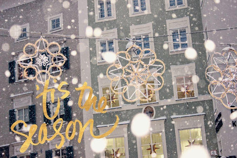 Tis the Season Black Ornate Wood Framed Art Print with Double Matting by Coppel, Anna