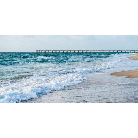 Along the Pier Black Modern Wood Framed Art Print with Double Matting by Bill Carson Photography