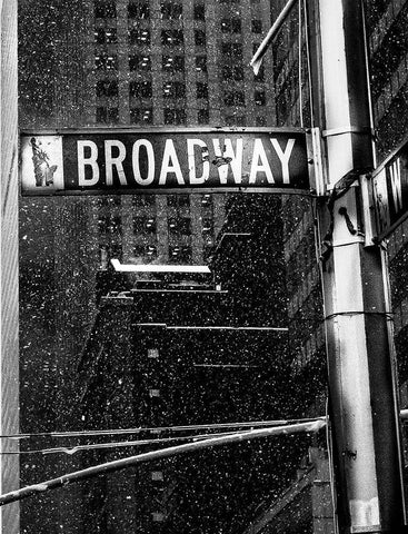 Snow on Broadway Black Ornate Wood Framed Art Print with Double Matting by Bill Carson Photography
