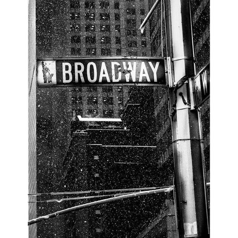Snow on Broadway Black Modern Wood Framed Art Print with Double Matting by Bill Carson Photography