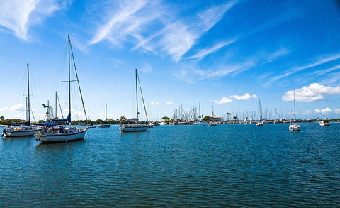 On Calm Waters White Modern Wood Framed Art Print with Double Matting by Bill Carson Photography