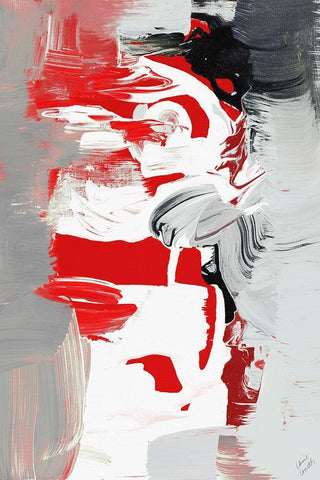 Splash of Red II White Modern Wood Framed Art Print with Double Matting by Loreth, Lanie