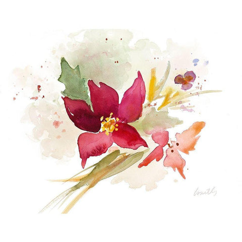 Poinsettia Spray White Modern Wood Framed Art Print by Loreth, Lanie