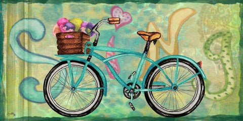 Sing and Play Bike I White Modern Wood Framed Art Print with Double Matting by Medley, Elizabeth
