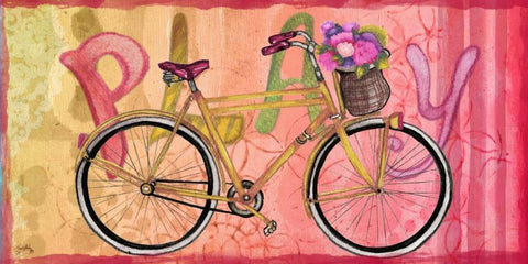 Sing and Play Bike II Black Ornate Wood Framed Art Print with Double Matting by Medley, Elizabeth