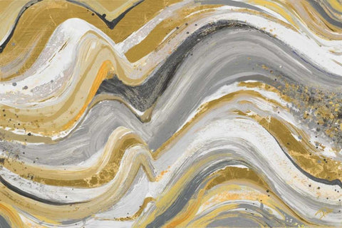 New Concept Mustard Gray White Modern Wood Framed Art Print with Double Matting by Pinto, Patricia