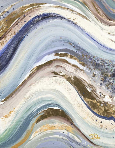 New Concept Blue White Modern Wood Framed Art Print with Double Matting by Pinto, Patricia