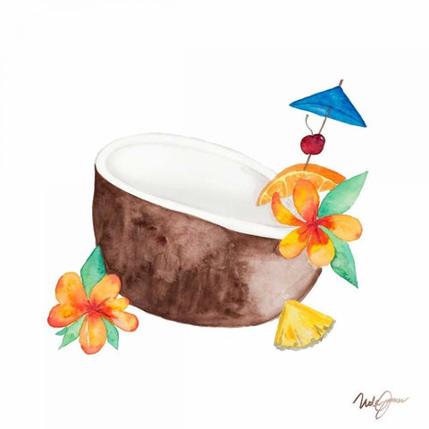 Tiki Bar Tonics II Black Modern Wood Framed Art Print with Double Matting by James, Nola