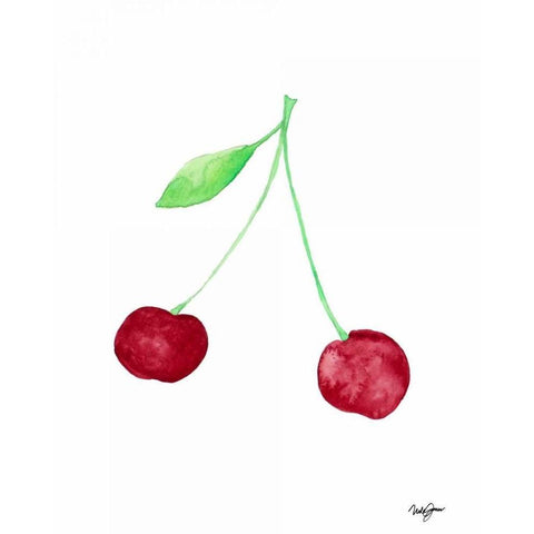 Two Cherries I White Modern Wood Framed Art Print by James, Nola