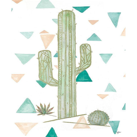 Desert Cactus White Modern Wood Framed Art Print by James, Nola