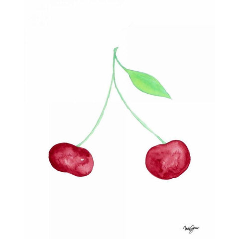 Two Cherries II Black Modern Wood Framed Art Print by James, Nola