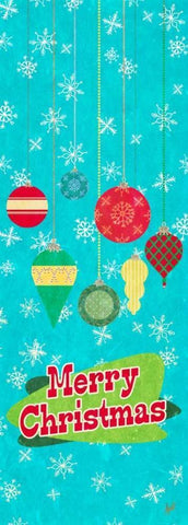 Merry Christmas Ornaments White Modern Wood Framed Art Print with Double Matting by Metz, Andi