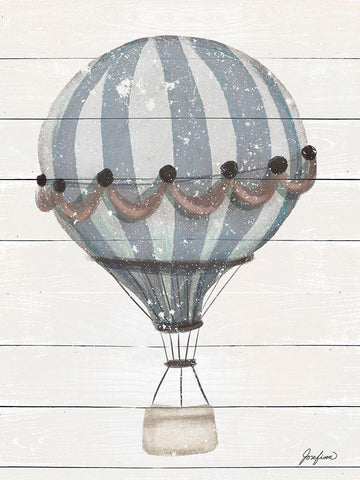 Hot Air Balloon Adventure White Modern Wood Framed Art Print with Double Matting by Josefina