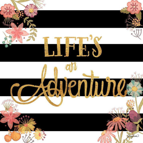 Lifes an Adventure White Modern Wood Framed Art Print with Double Matting by Josefina