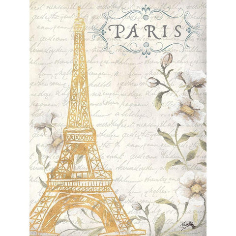 Golden Paris I Gold Ornate Wood Framed Art Print with Double Matting by Medley, Elizabeth