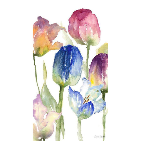 Wild Tulips Black Modern Wood Framed Art Print with Double Matting by Loreth, Lanie