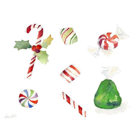 Christmas Candies White Modern Wood Framed Art Print by Loreth, Lanie