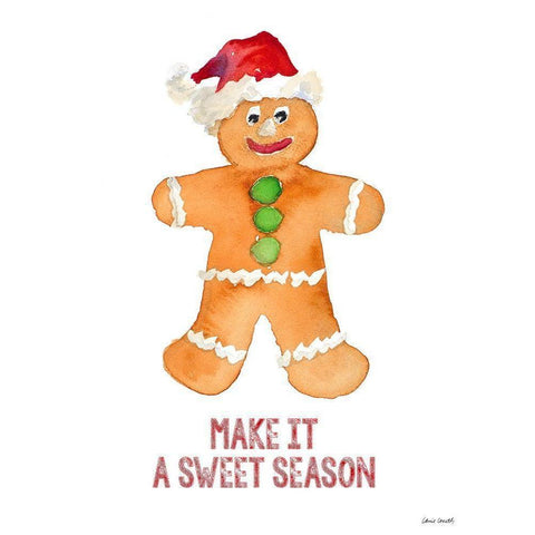 Holiday Gingerbread Man I White Modern Wood Framed Art Print by Loreth, Lanie