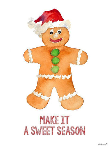 Holiday Gingerbread Man I White Modern Wood Framed Art Print with Double Matting by Loreth, Lanie