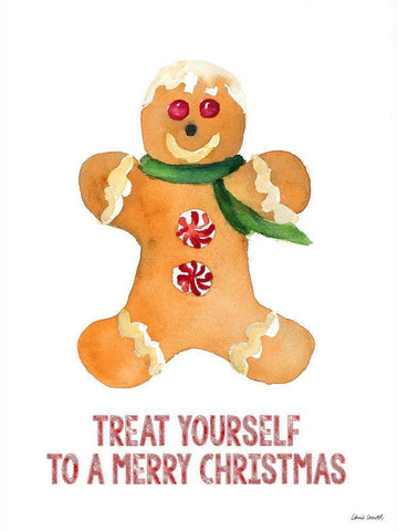 Holiday Gingerbread Man II White Modern Wood Framed Art Print with Double Matting by Loreth, Lanie