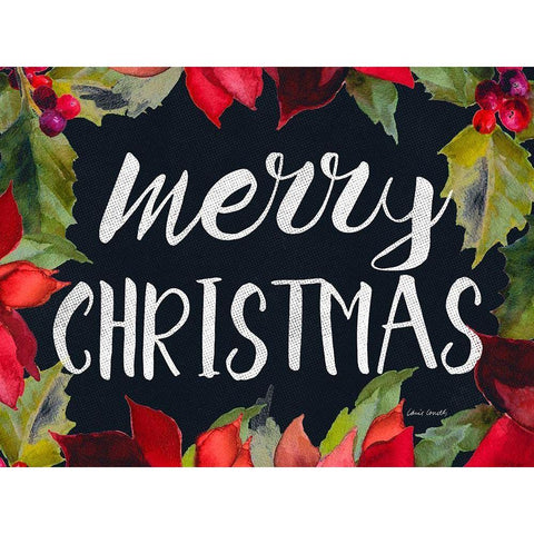 Poinsettias and Greetings I Gold Ornate Wood Framed Art Print with Double Matting by Loreth, Lanie