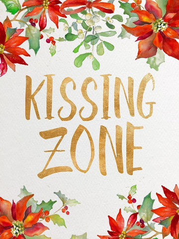 Holiday Kiss II White Modern Wood Framed Art Print with Double Matting by Loreth, Lanie