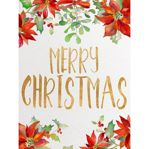 Holiday Poinsettias II Black Modern Wood Framed Art Print with Double Matting by Loreth, Lanie