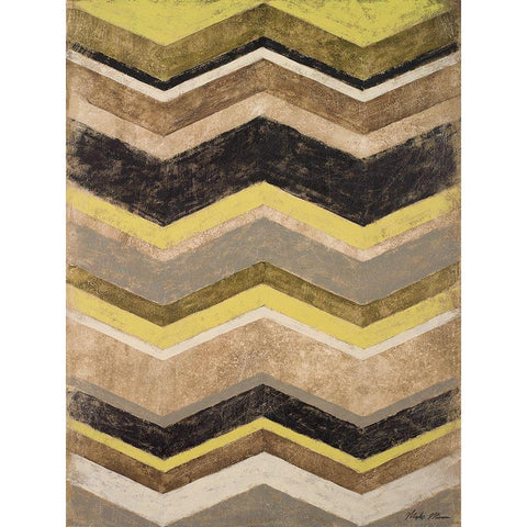 Olive Zig Zag Gold Ornate Wood Framed Art Print with Double Matting by Marcon, Michael