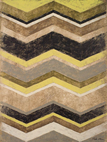 Olive Zig Zag Black Ornate Wood Framed Art Print with Double Matting by Marcon, Michael