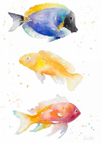 Tropical Fish I White Modern Wood Framed Art Print with Double Matting by Loreth, Lanie