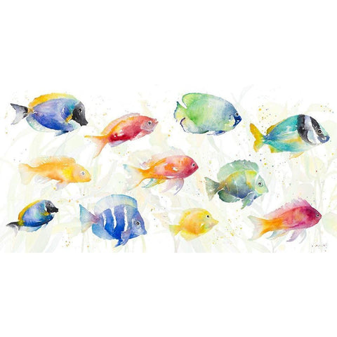 School of Tropical Fish Black Modern Wood Framed Art Print by Loreth, Lanie