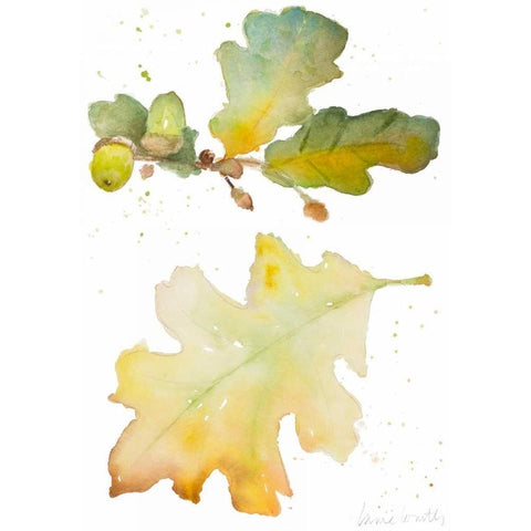 Acorns and Oak Leaves I Gold Ornate Wood Framed Art Print with Double Matting by Loreth, Lanie