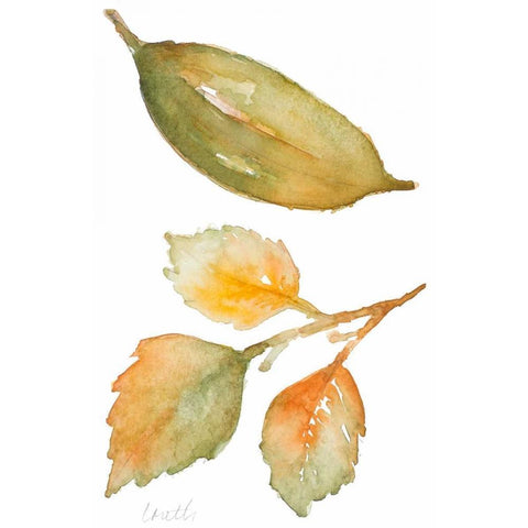 Rustic Autumn Leaves IV White Modern Wood Framed Art Print by Loreth, Lanie