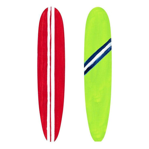 Red and Green Surf Boards Gold Ornate Wood Framed Art Print with Double Matting by DeRice, Julie