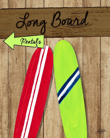 Long Board Rentals White Modern Wood Framed Art Print with Double Matting by DeRice, Julie