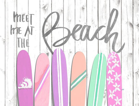 Meet Me at the Beach White Modern Wood Framed Art Print with Double Matting by DeRice, Julie