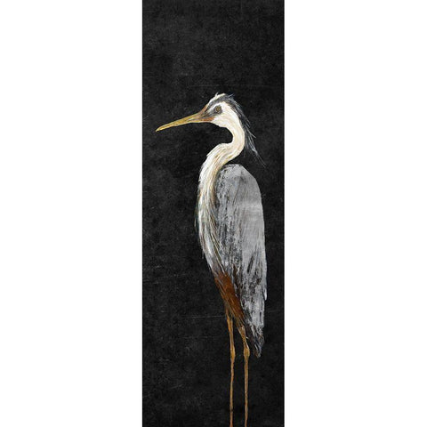 Heron on Black I Gold Ornate Wood Framed Art Print with Double Matting by DeRice, Julie
