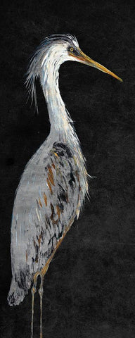 Heron on Black II Black Ornate Wood Framed Art Print with Double Matting by DeRice, Julie