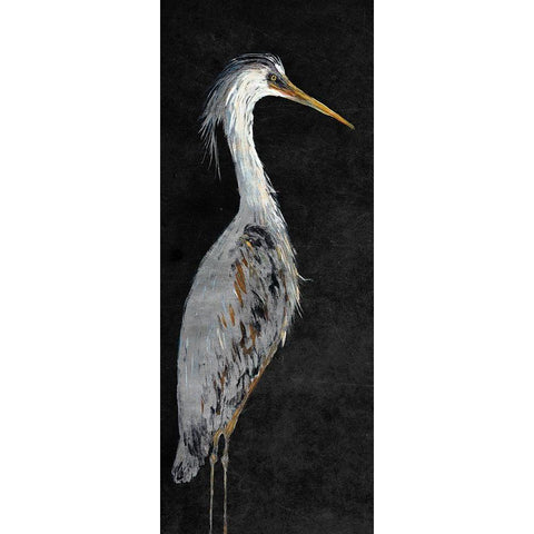 Heron on Black II Gold Ornate Wood Framed Art Print with Double Matting by DeRice, Julie