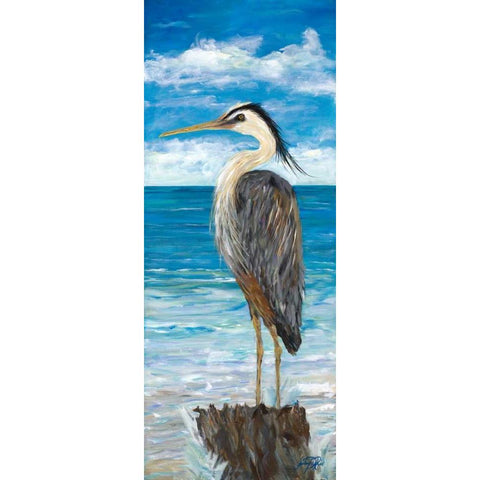 Heron In The View I Gold Ornate Wood Framed Art Print with Double Matting by DeRice, Julie