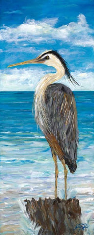Heron In The View I Black Ornate Wood Framed Art Print with Double Matting by DeRice, Julie