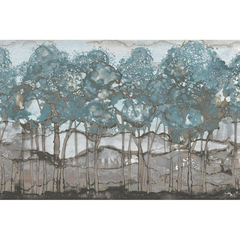 Muted Watercolor Forest Black Modern Wood Framed Art Print with Double Matting by Medley, Elizabeth