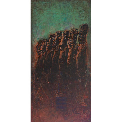 Rapa Nui Black Modern Wood Framed Art Print with Double Matting by Meneely, Dan