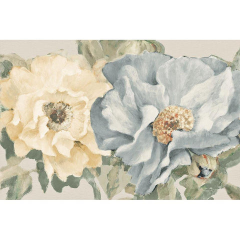 Blue Neutral Peony Black Modern Wood Framed Art Print with Double Matting by Loreth, Lanie