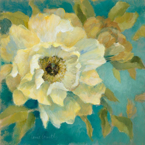 Sen~orita Peony and Bloom White Modern Wood Framed Art Print by Loreth, Lanie