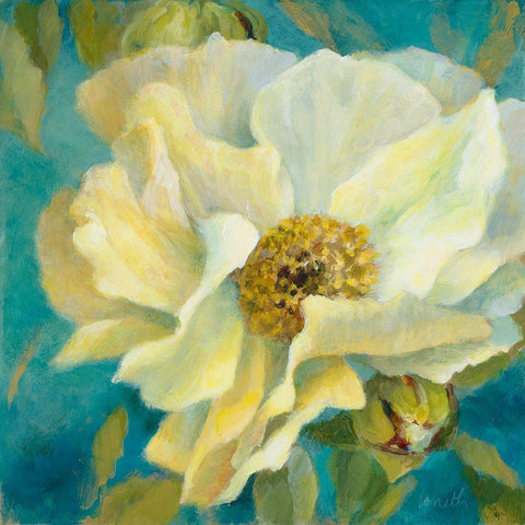 Sen~orita Peony and Buds Gold Ornate Wood Framed Art Print with Double Matting by Loreth, Lanie